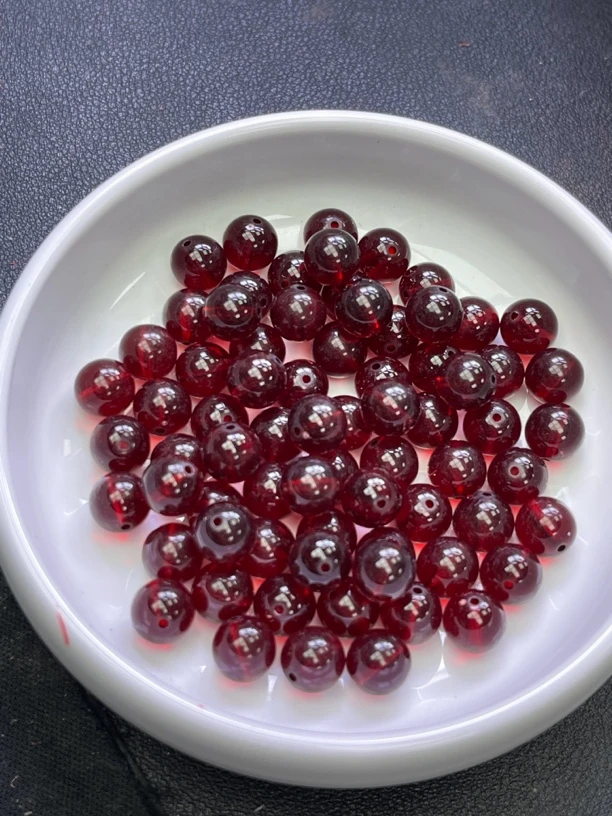 天然珠宝玉石 血珀散珠XP6  6MM  50颗(赠弹力绳)