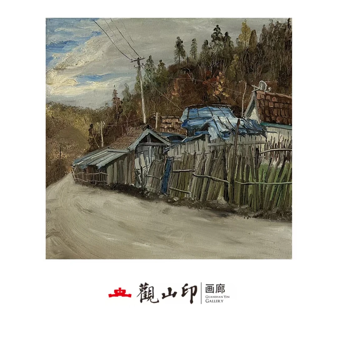 WAX原创手绘风景油画50x50cm乡村作品3401