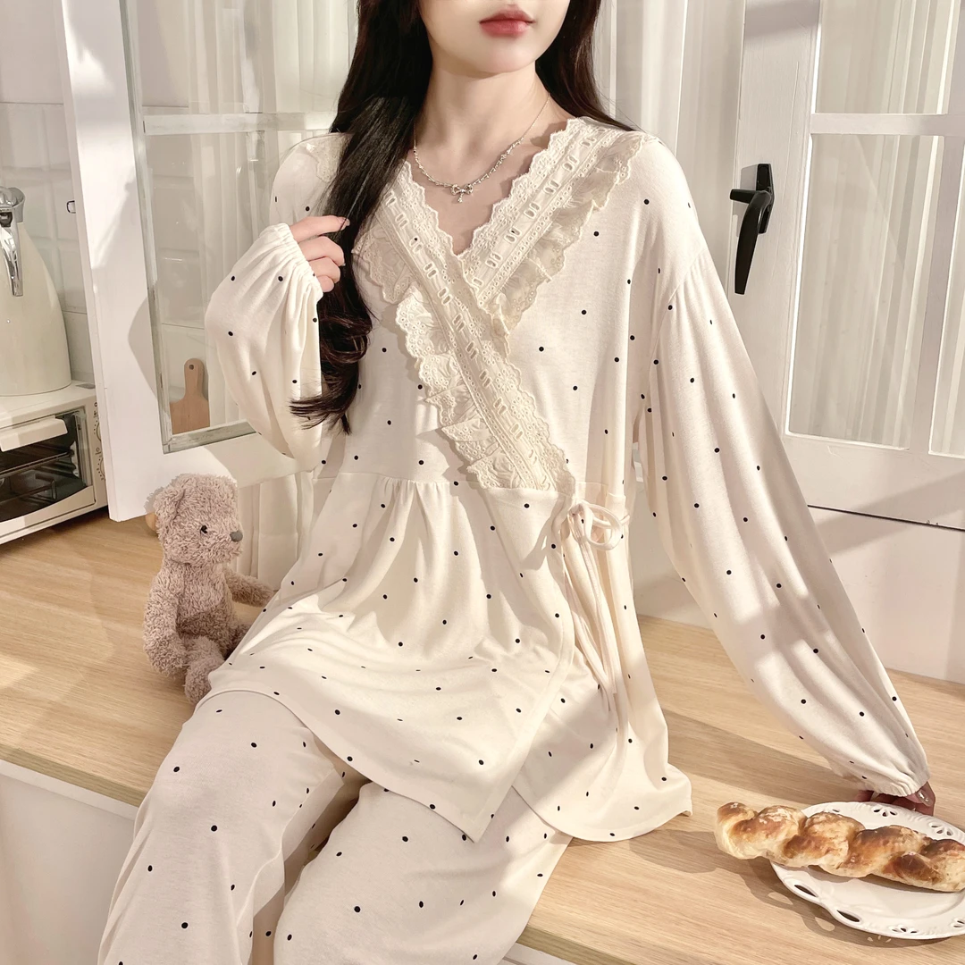 莫代尔夏季薄款孕妇睡衣怀孕期专用月子服产后哺乳方便家居服套装