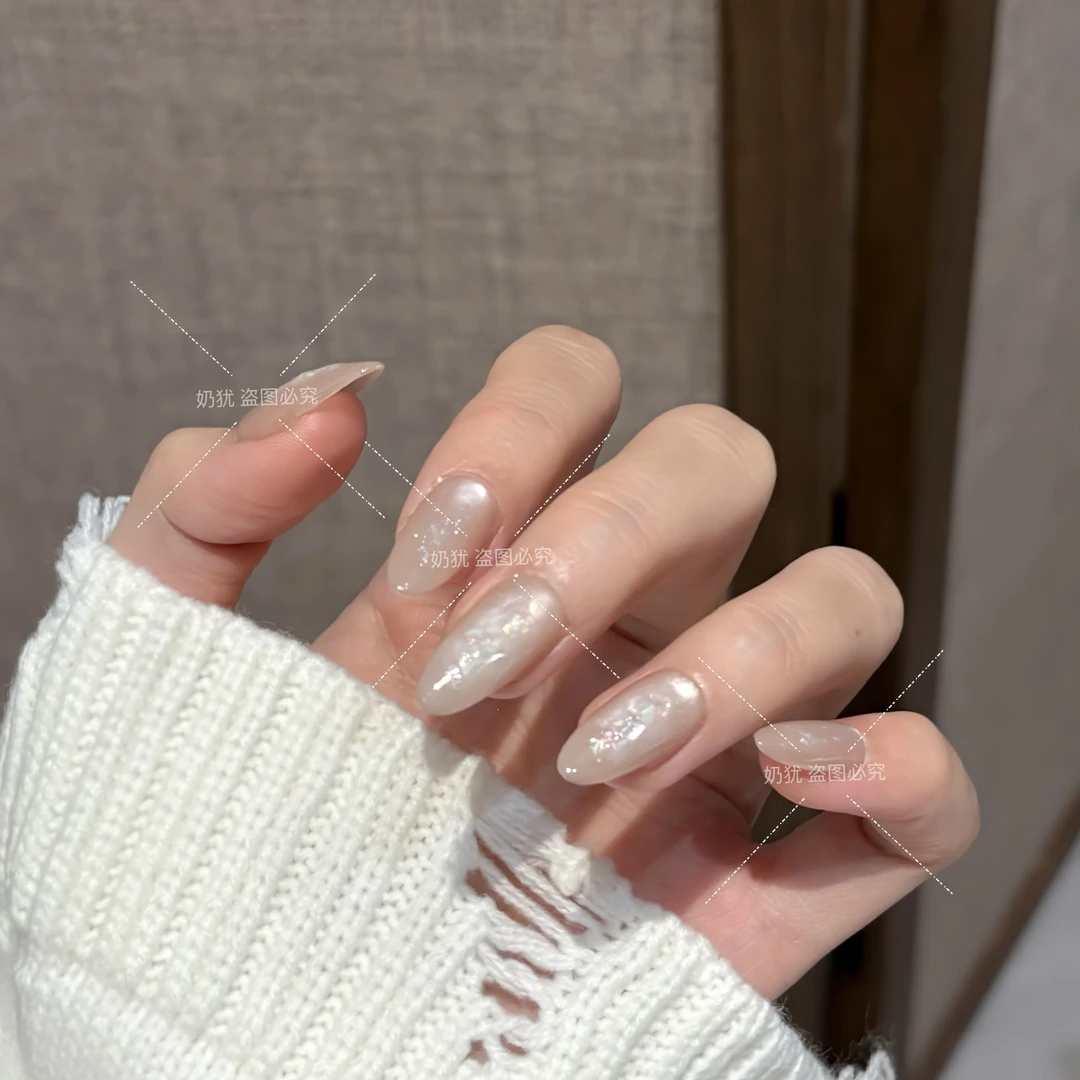 【雾月绸光】奶犹高品质纯手工穿戴甲 穿戴美甲成品