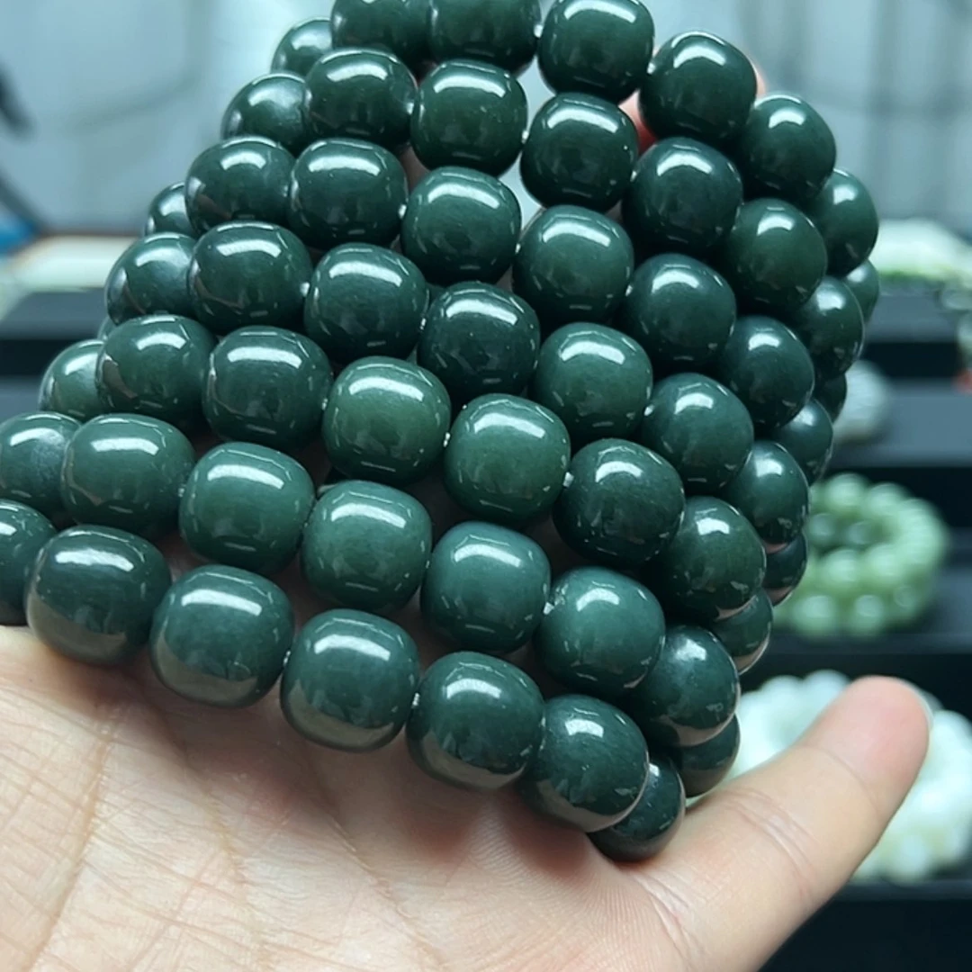 【闪购商品】手串未镶嵌和田玉纯天然和田玉卡14且末孔雀蓝