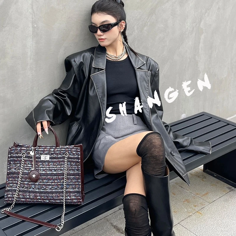 【尚恩CC】ZT-D7120-七彩粗花妮-31*10*21轻奢女士新款单肩斜挎包