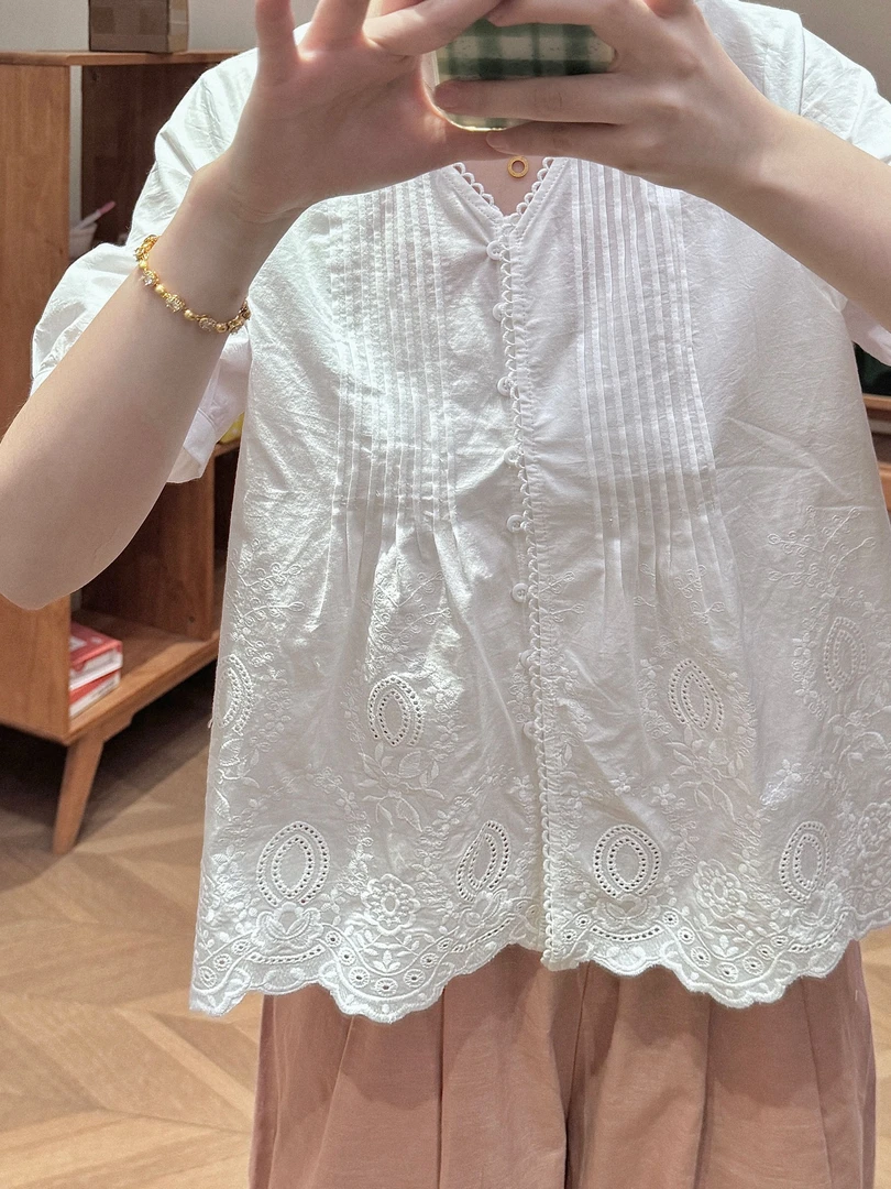 【杭州S姐 精品女装】蕾丝绣花衬衫03105