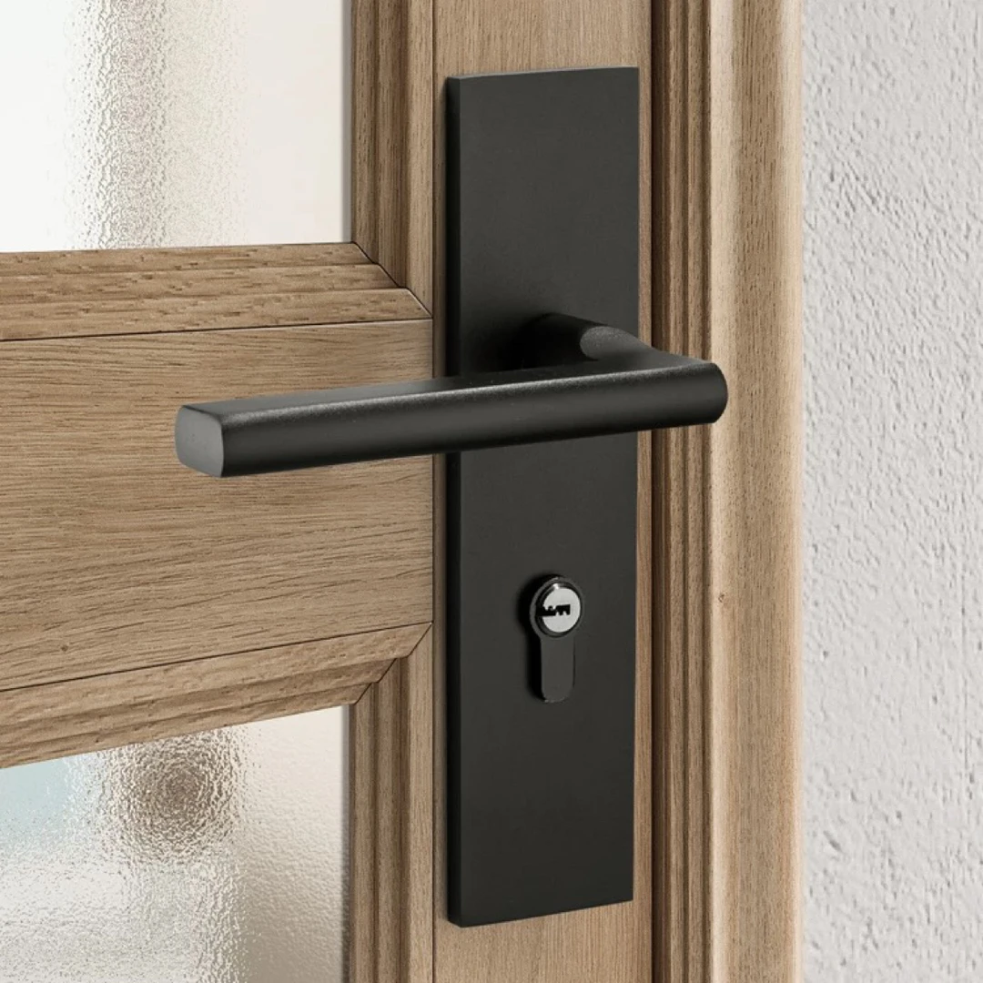 卡贝门锁室内卧室静音手柄房门锁黑色实木门把手家用通用型锁具