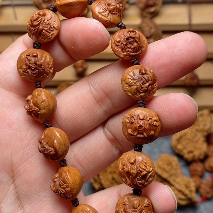 桃核雕刻无相佛手串