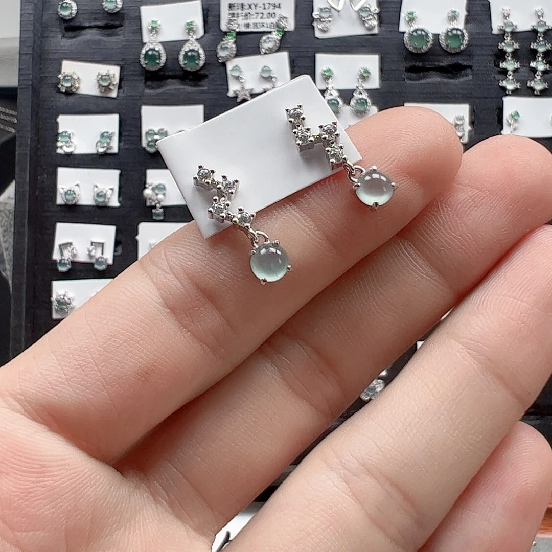 翡翠手链银S925镶嵌天然翡翠A货