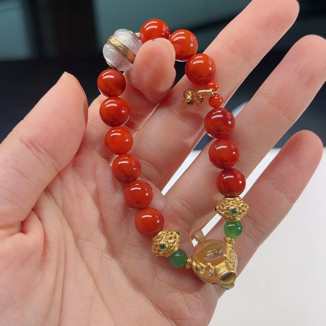 【闪购商品】南红玛瑙手链银S925镶嵌南红珠链