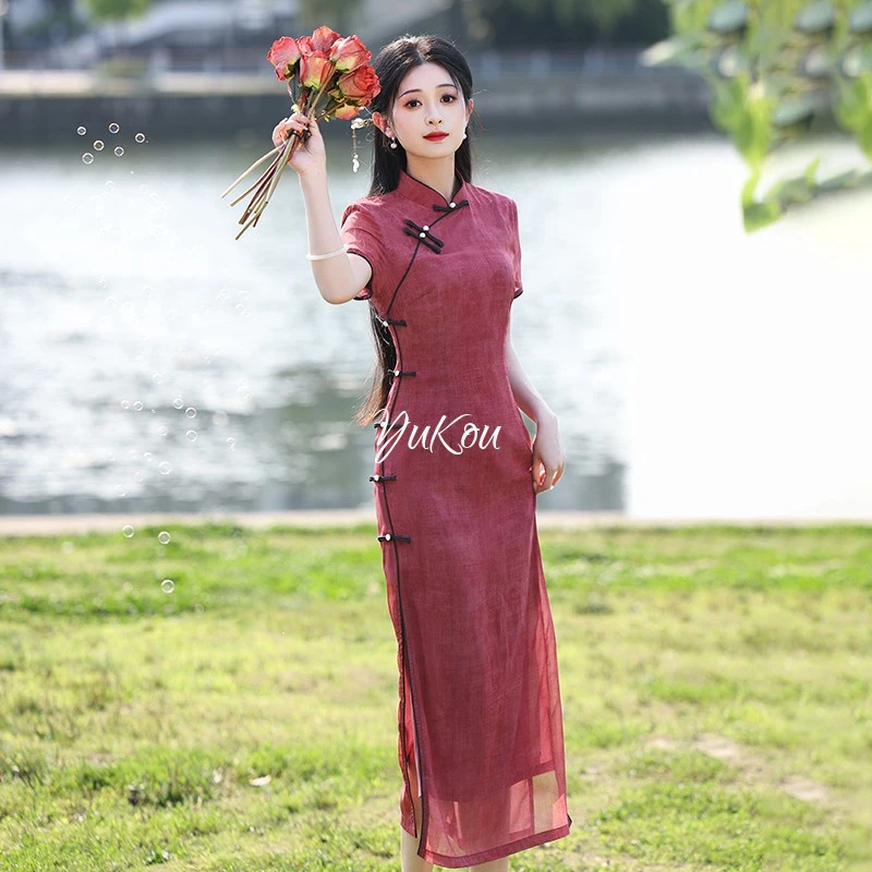 旗袍2025新款夏季改良年轻款少女新中式日常可穿素雅绝美修身淑女