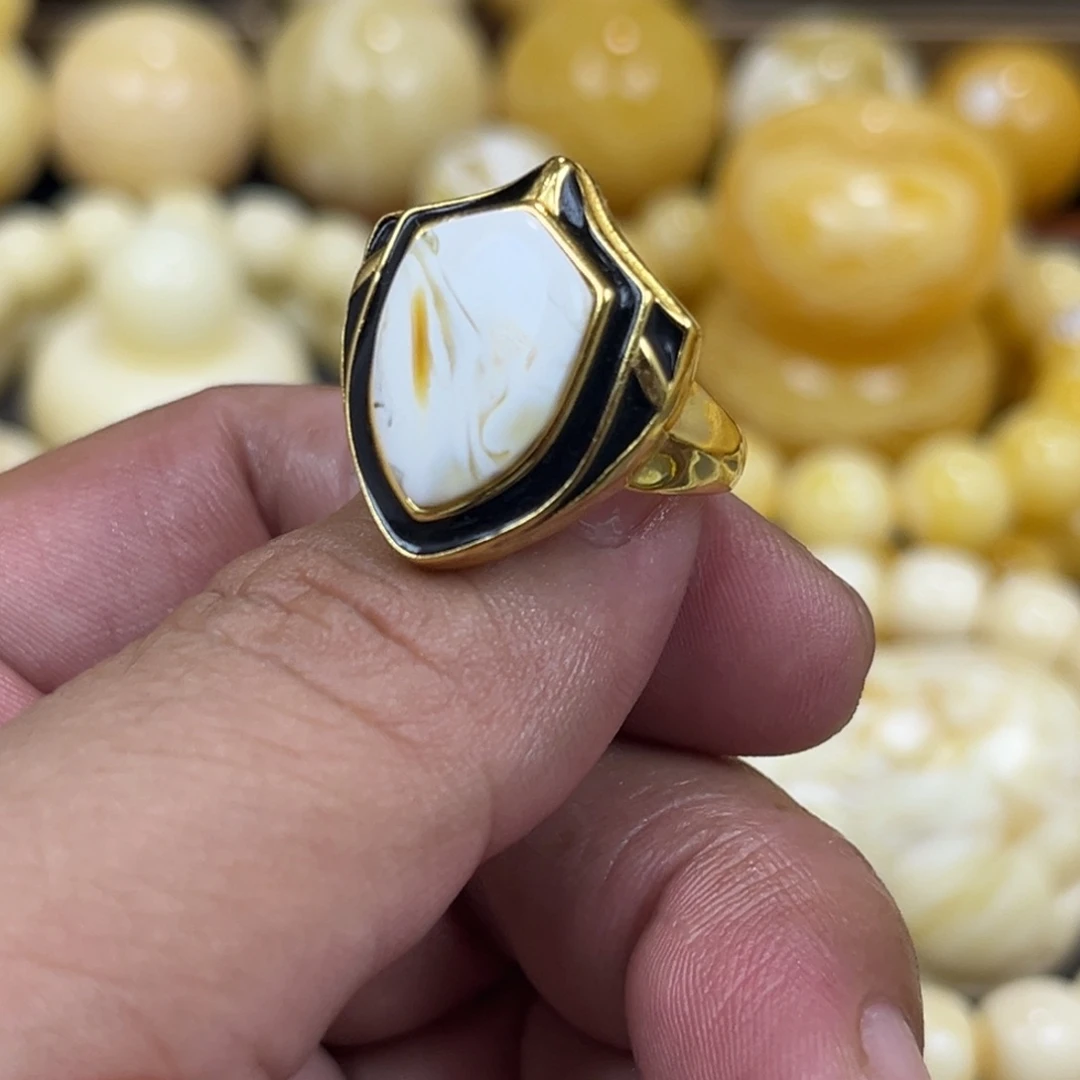 手串琥珀银S925镶嵌戒指