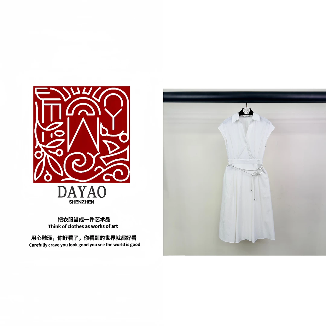 「DAYAO」新款时尚高级感无袖收腰白色连衣裙青奢高端女装WY24581
