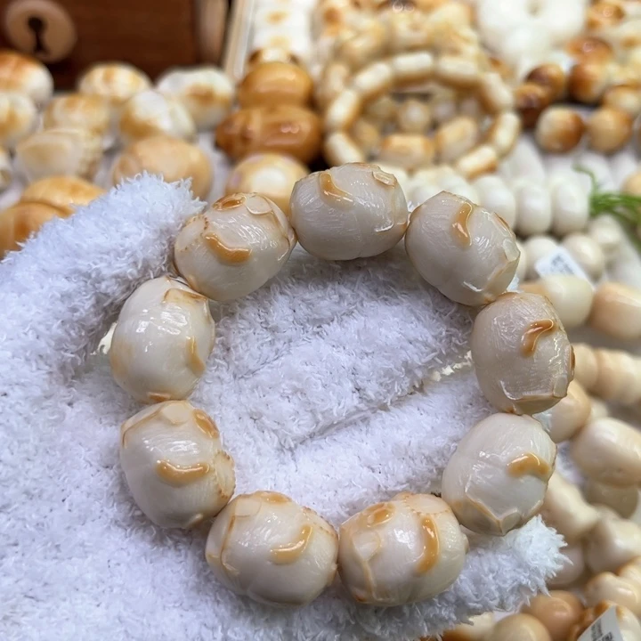 菩提根/象牙果手串16 象牙果原果雕刻炭烧卡皮巴拉盘串