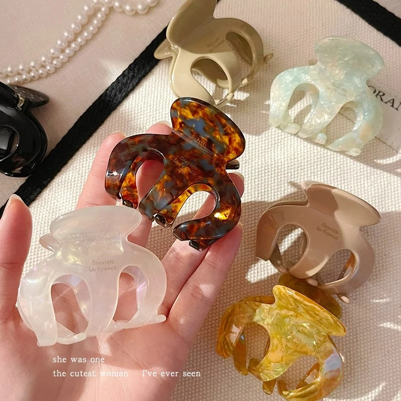 醋酸南瓜抓夹女2025新款高级感发卡后脑勺半扎发夹头饰品鲨鱼夹子