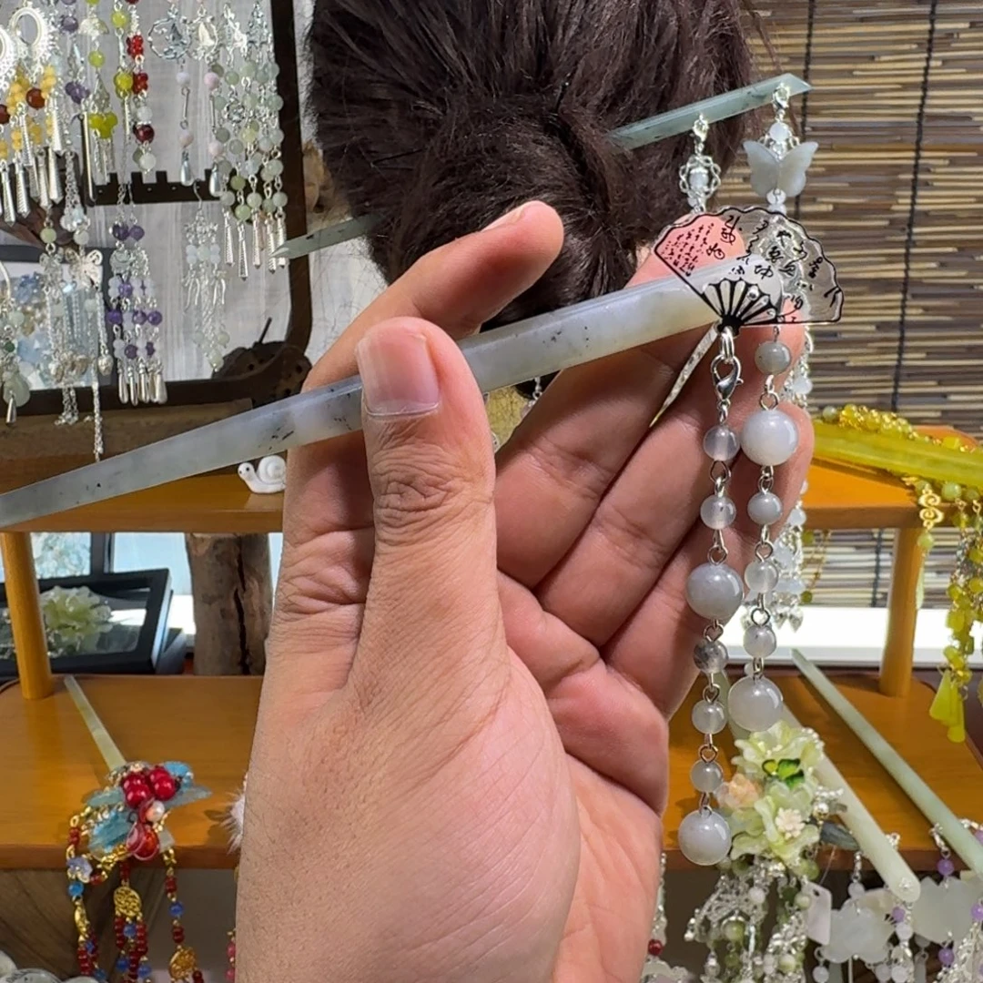 蛇纹石玉合金发饰