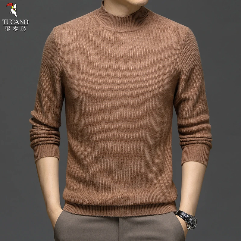 啄木鸟2024秋冬新款针织衫全羊毛保暖日常休闲百搭舒适柔软毛衣