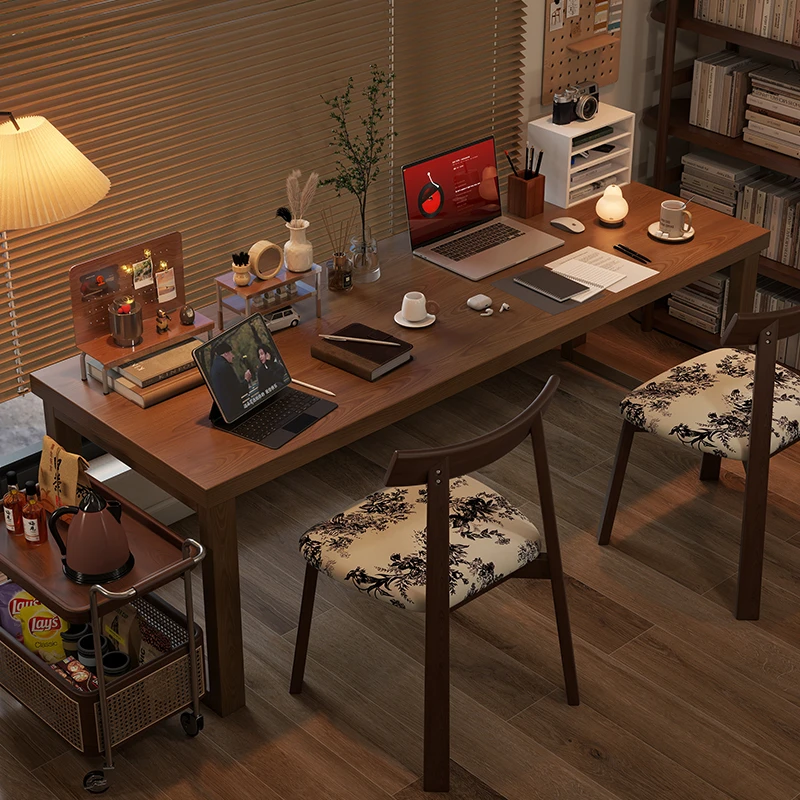 蓝泽实木中式加厚电脑桌书桌茶几简约家用写字台客厅办公桌工作台