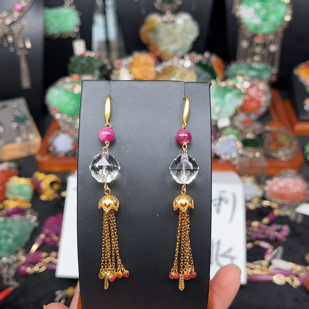 未镶嵌耳饰红宝石新款