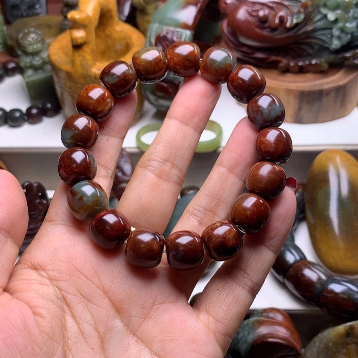 吉***照手链未镶嵌岫岩河磨玉（透闪石质玉）