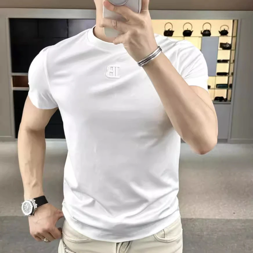 WONSTJJ春夏款男士打底衫简约圆领莫代尔短袖恤衫纯色百搭时尚半