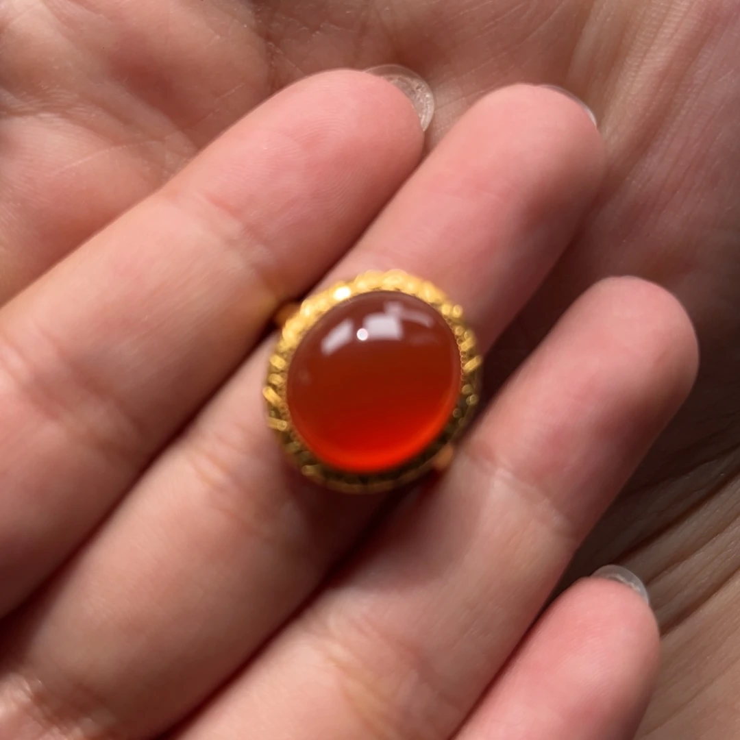 南红玛瑙戒指18K金镶嵌?****?