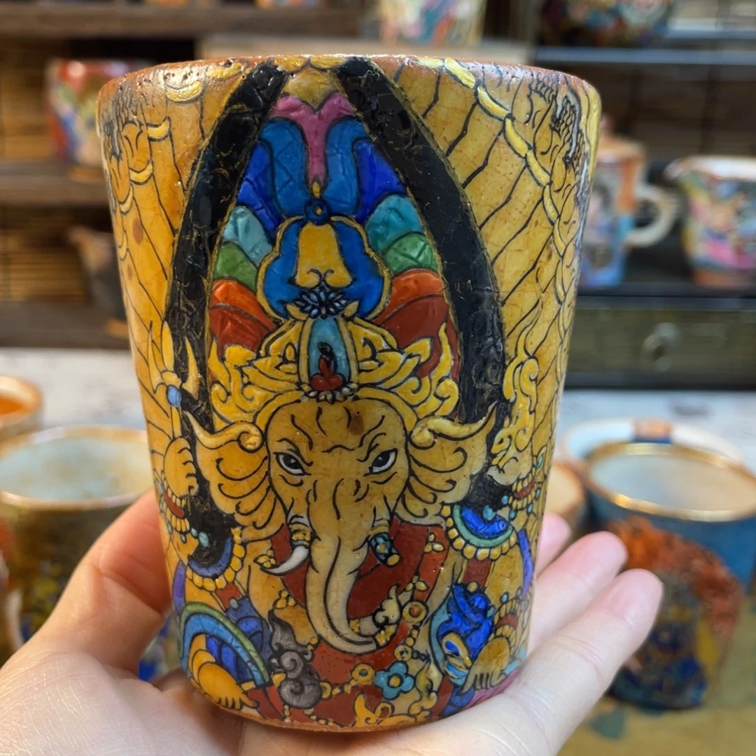 手绘象神志野杯杯