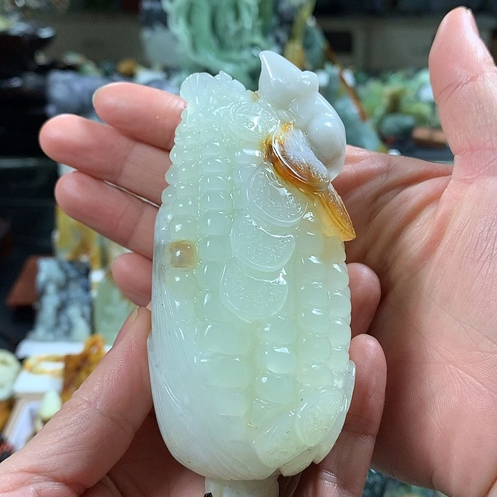 岫玉手把件未镶嵌嘦*