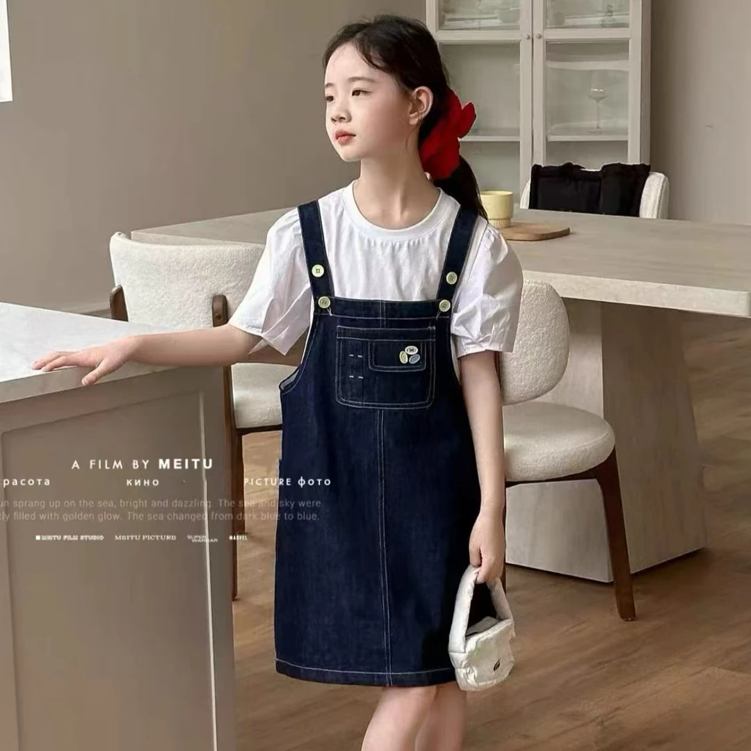 R1858儿童牛仔背带裤套装