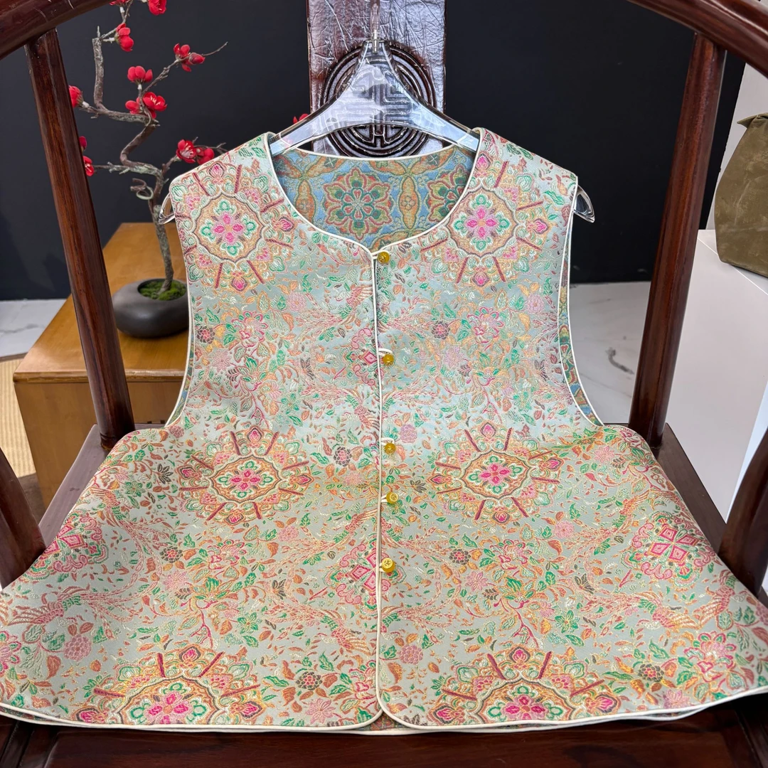 【繁花似锦】双面双穿桑蚕丝锦马甲多种风格体验QS166