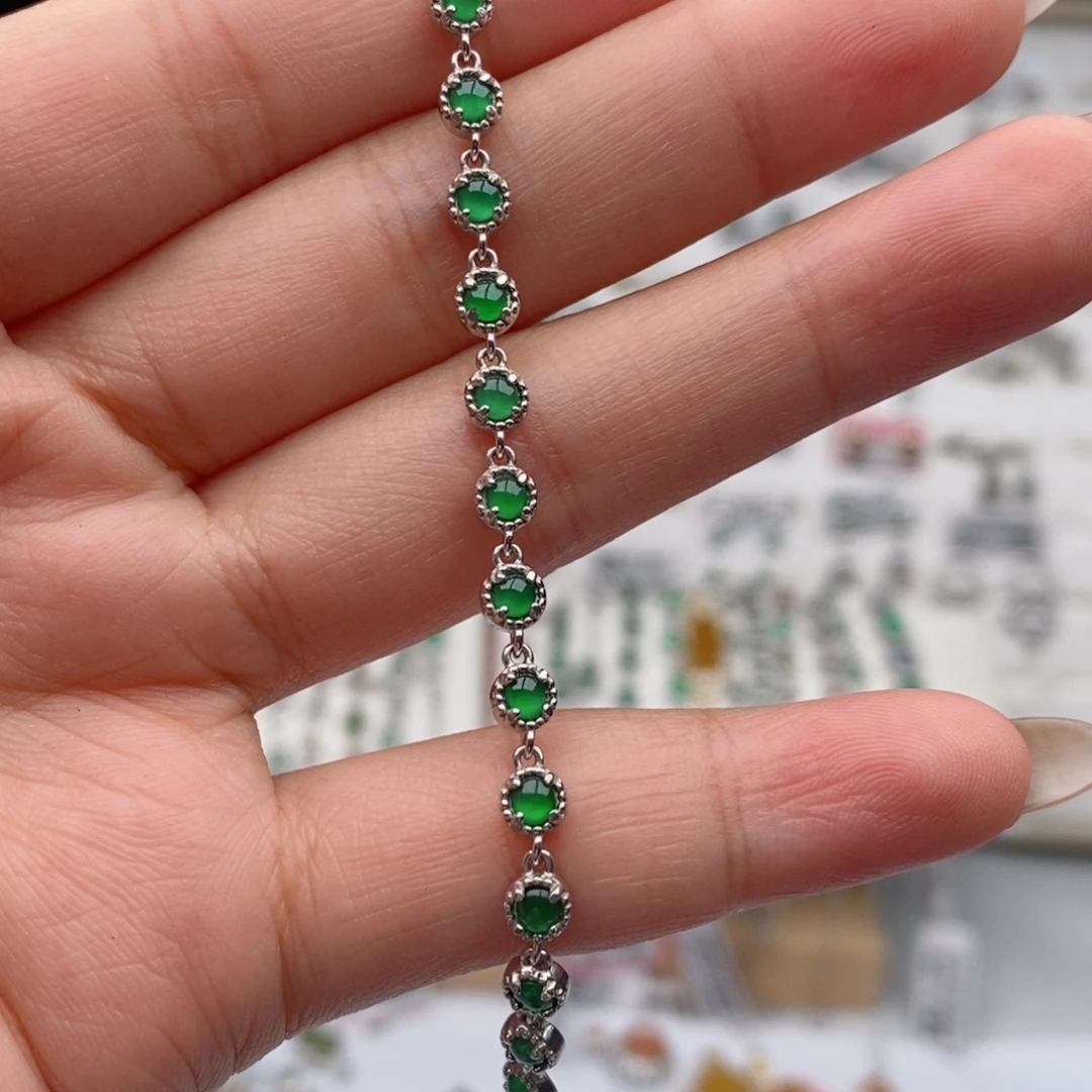 翡翠银S925镶嵌戒指天然翡翠