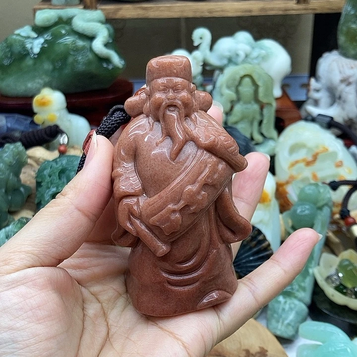 石英质玉（金丝玉）手把件未镶嵌