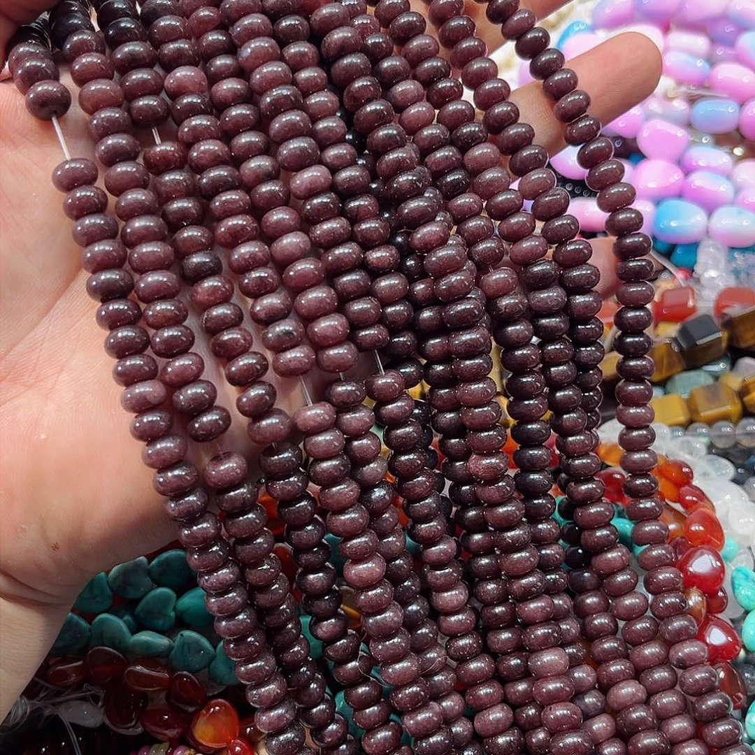 玛瑙/玉髓合金珠宝半成品紫东邻算盘一条8mm