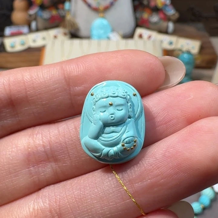 绿松石未镶嵌嘟嘟宝宝佛配饰
