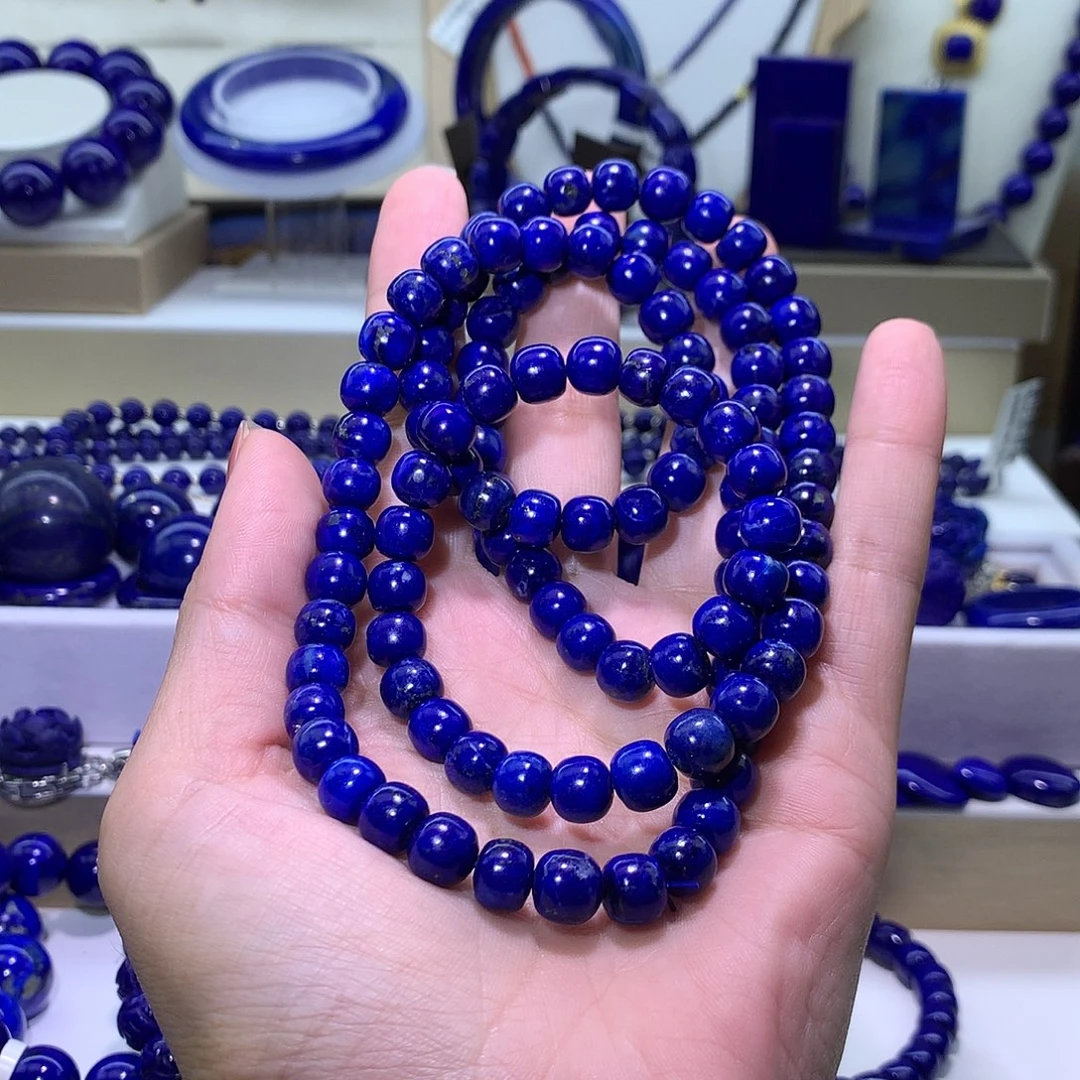 青金石未镶嵌天然原矿老型108珠8m+