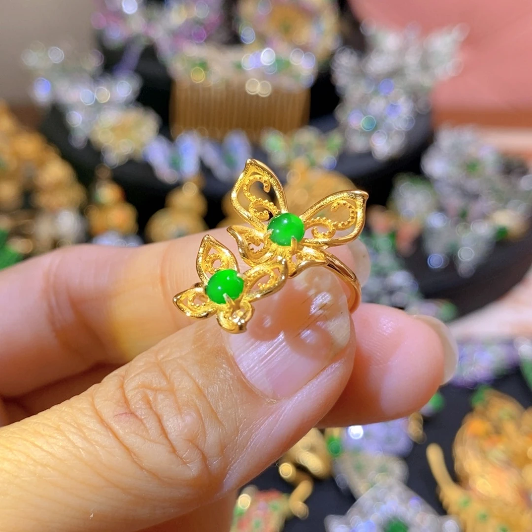 吊坠(不含链)银S925镶嵌翡翠