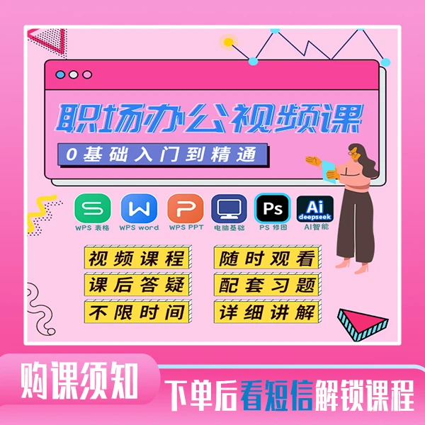 办公软件从入门到精通视频课（点击短信解锁课程）