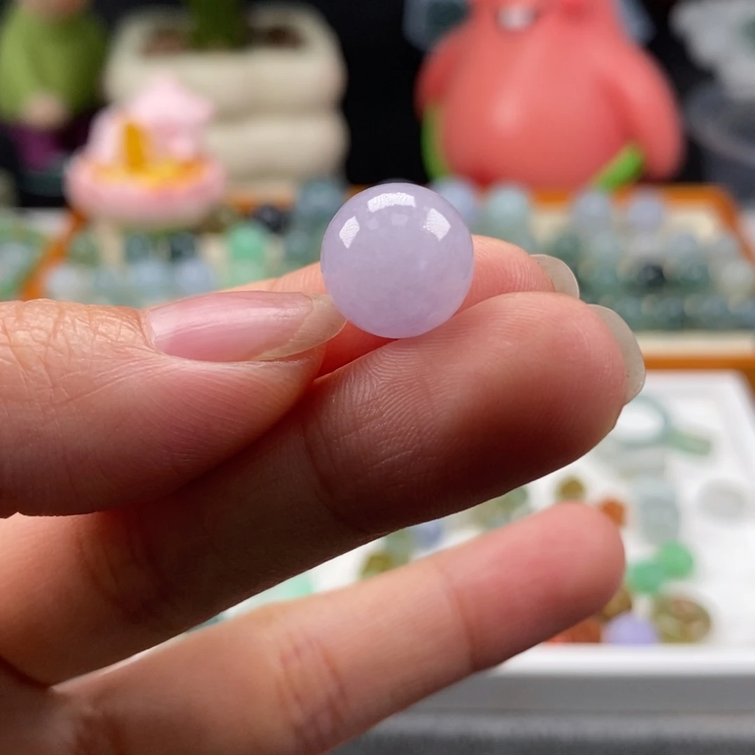 翡翠散珠天然翡翠紫圆珠11.9