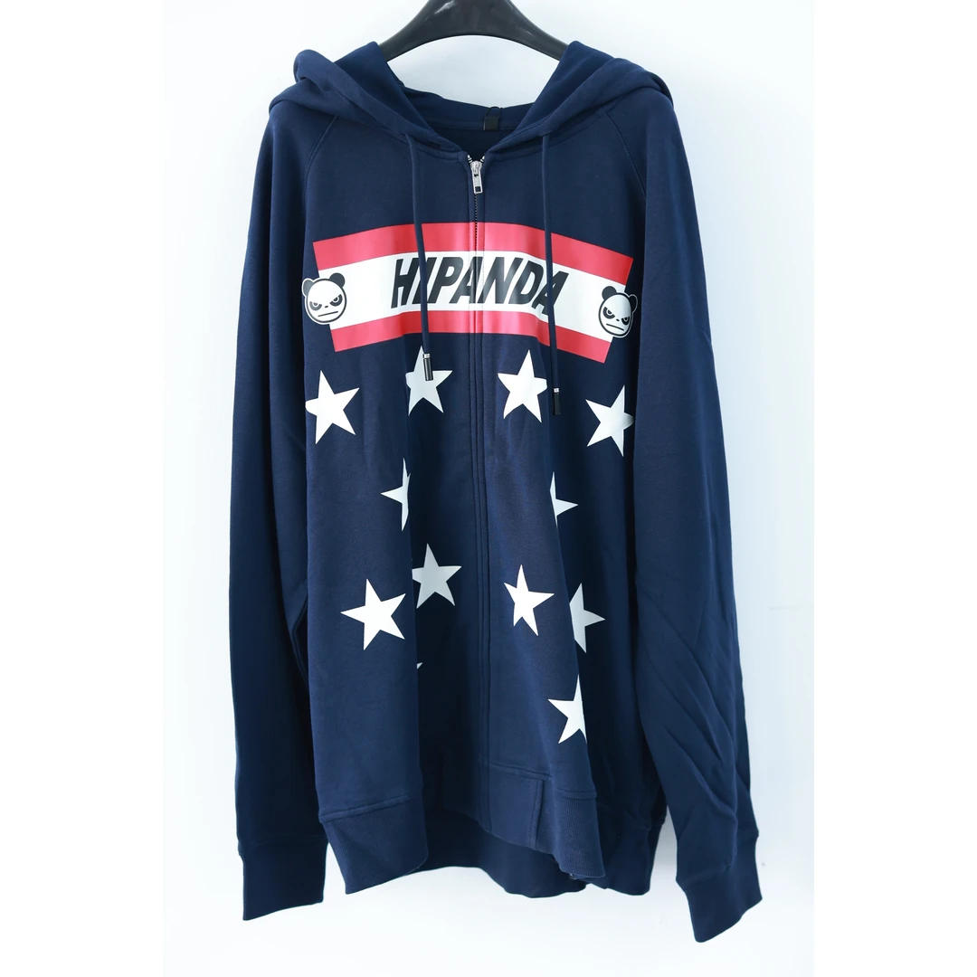 男熊猫星星连帽卫衣