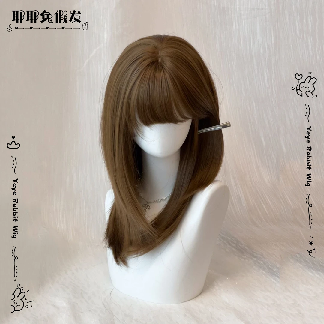 【甜心蜜糖】耶耶兔假发女短发日系锁骨发蜜茶浅棕波波头全头套式