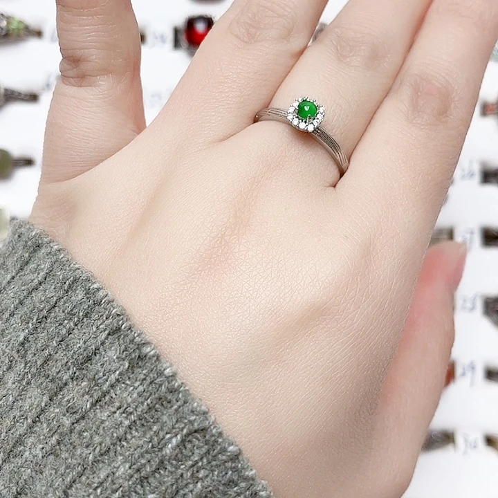 翡翠银S925镶嵌戒指