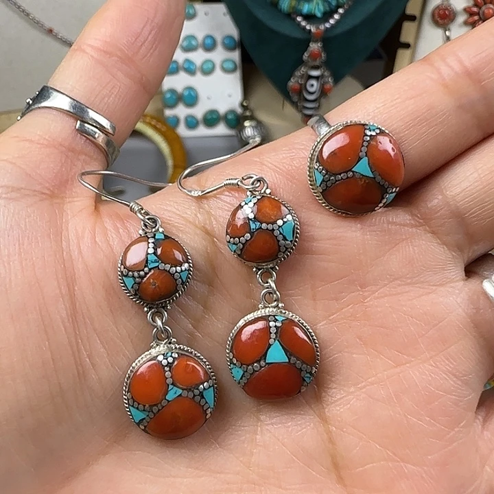 风***虹吊坠925银耳环戒指