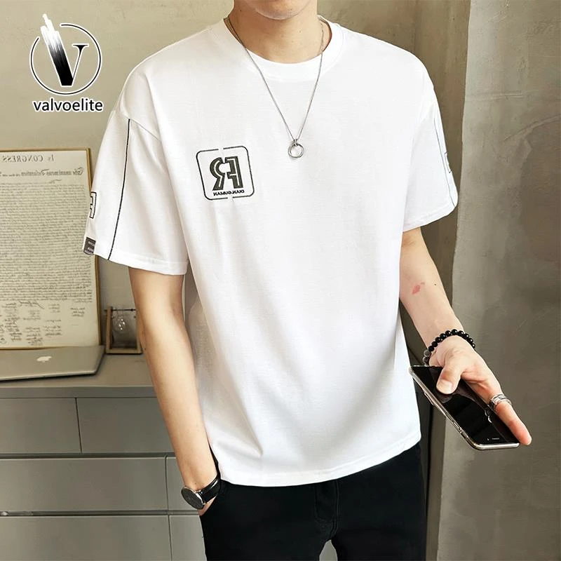 VALVOELITE短袖体恤男士夏季薄款韩版潮流百搭刺绣字母半袖上衣服