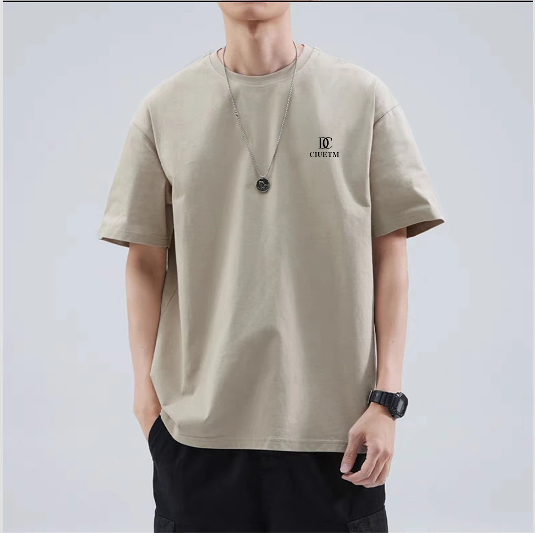 夏季新款上衣休闲透气简约潮流圆领宽松半袖重磅纯棉男士stk短袖