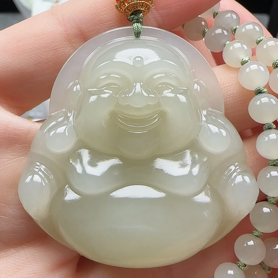 和田玉颈饰足金镶嵌