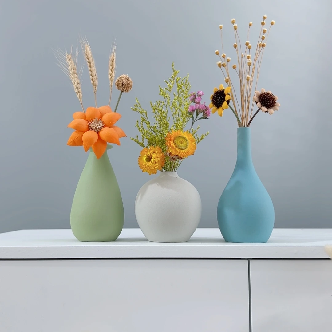 摆件陶瓷小花瓶含花总含花20-30cm