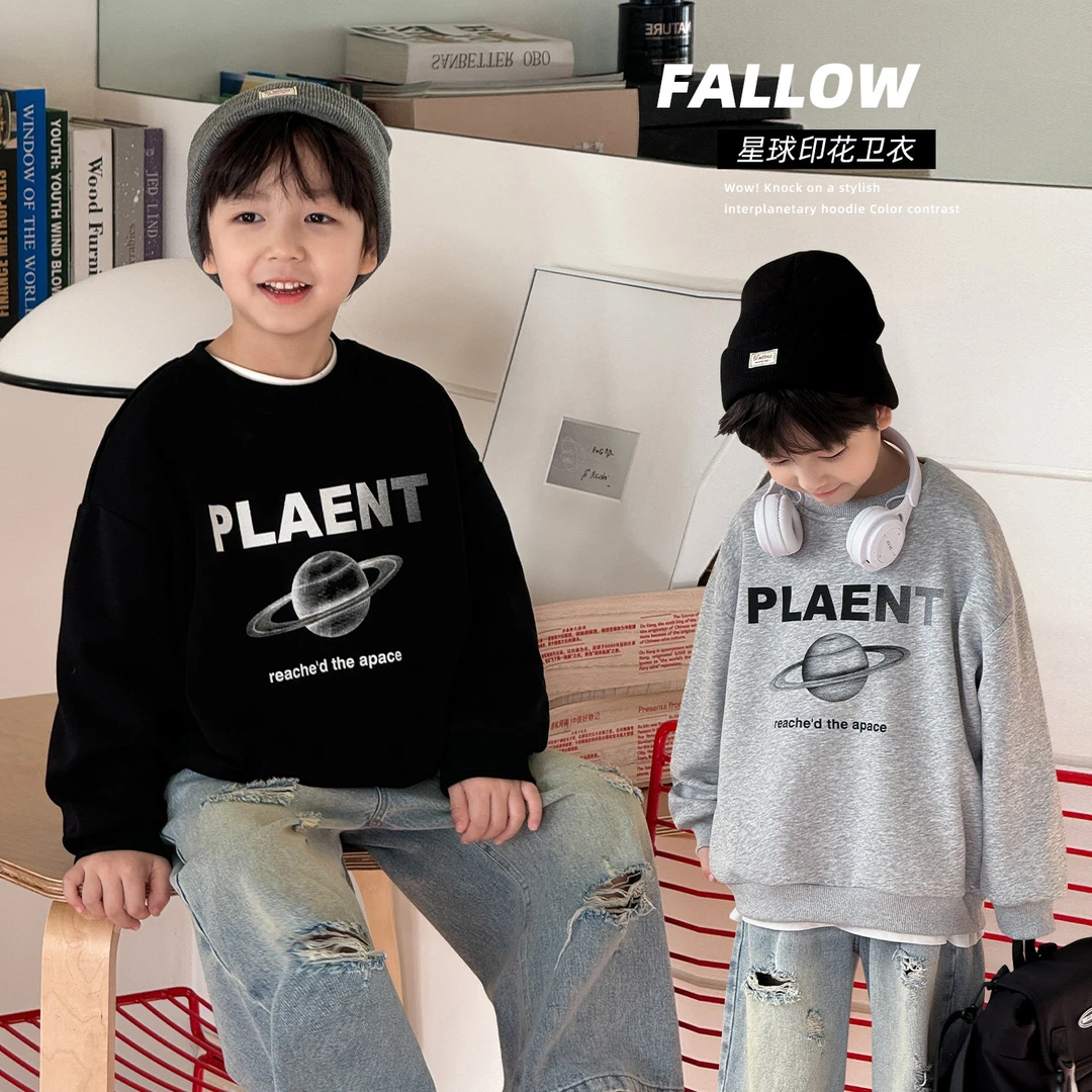 AC5055棉小班童装儿童卫衣休闲印花长袖春装中大童男童圆领上衣