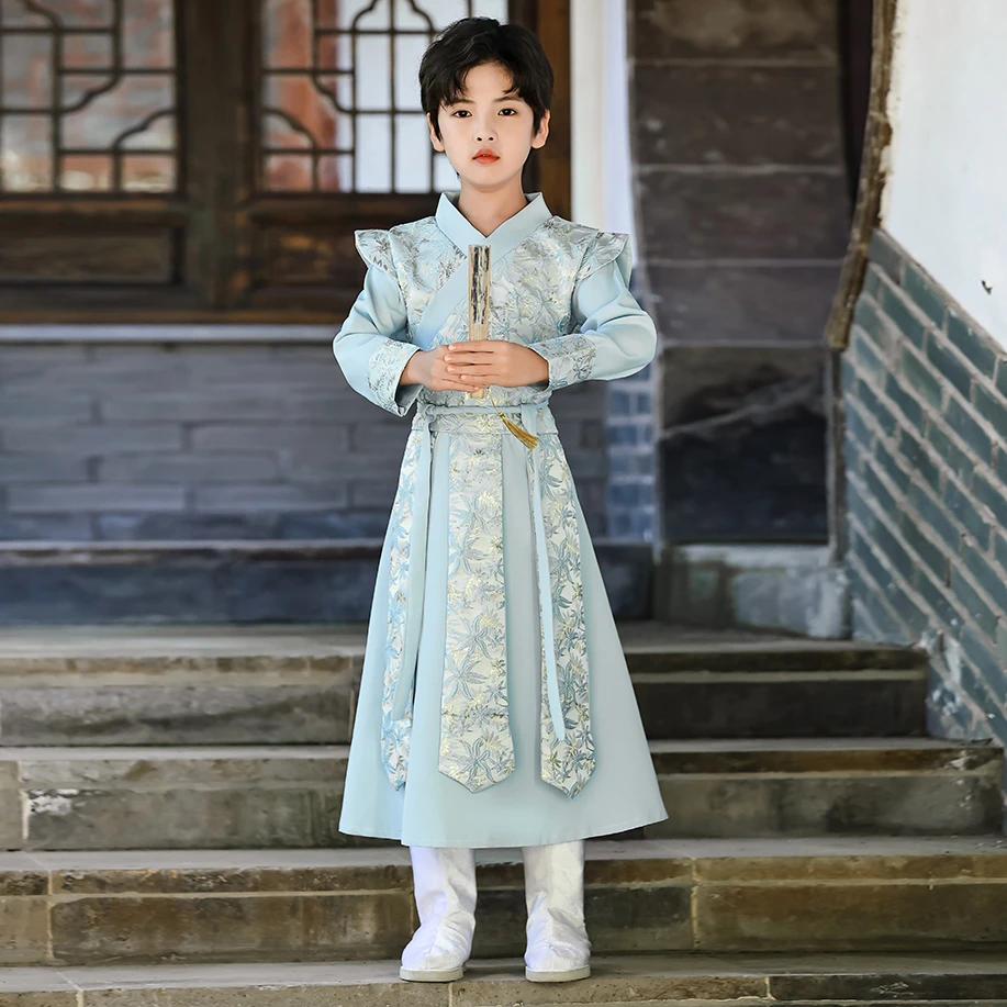儿童汉服男孩男童春夏中式夏季表演演出三月三广西复古马面裙学生