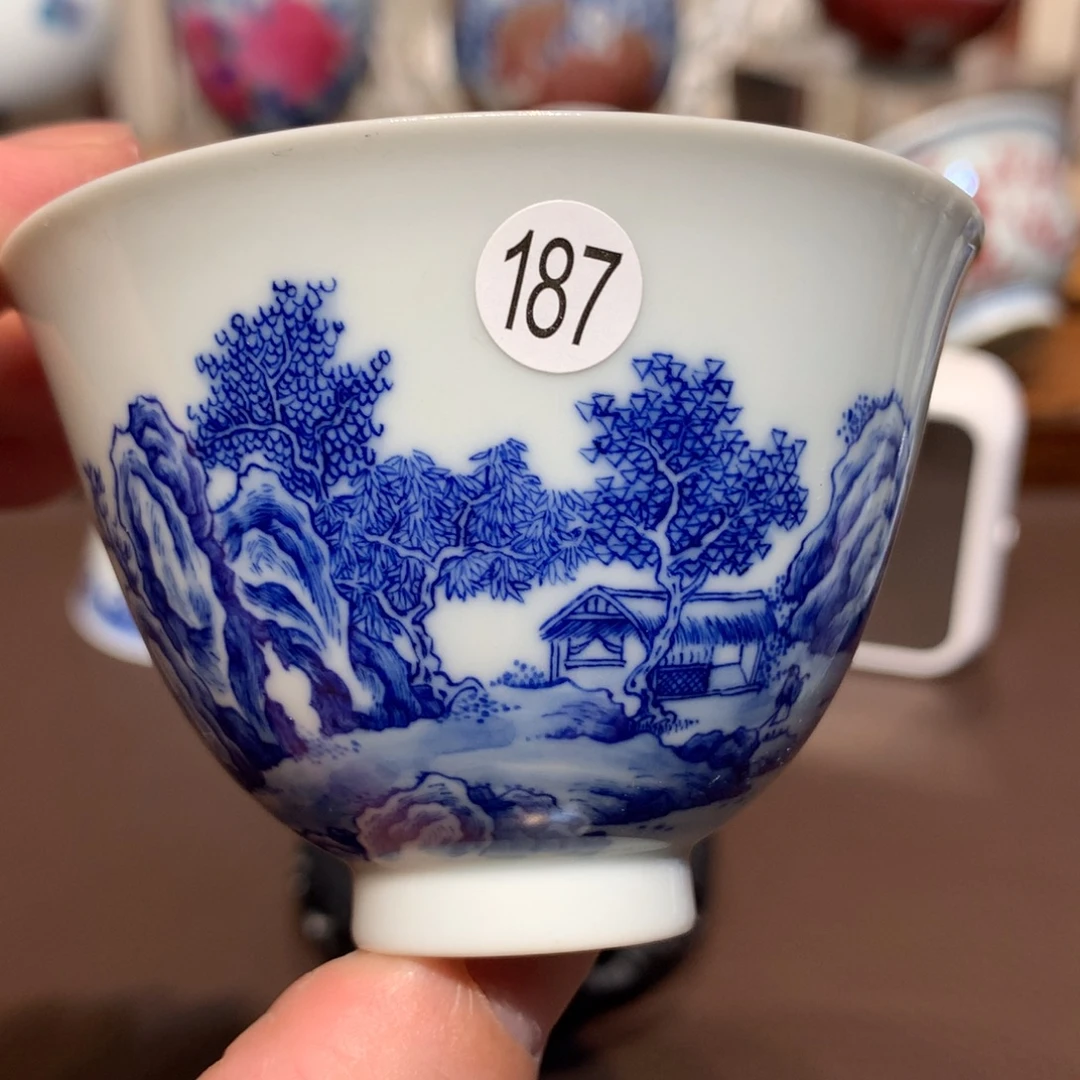 忘***忧187青花山水主人杯薄胎