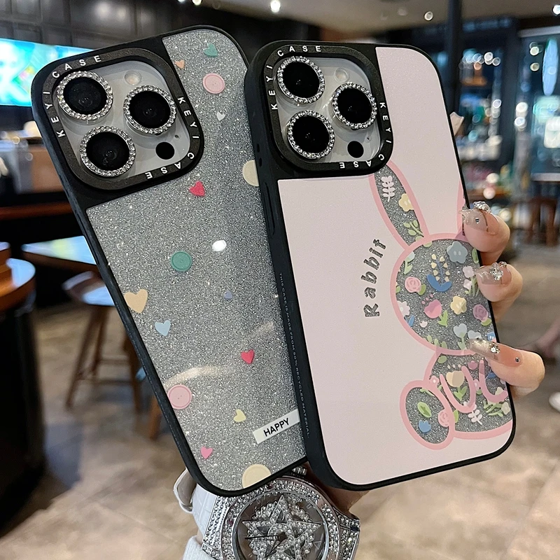 适用苹果系列iPhone17新款手机壳小众风个性花朵兔子半包大孔透气