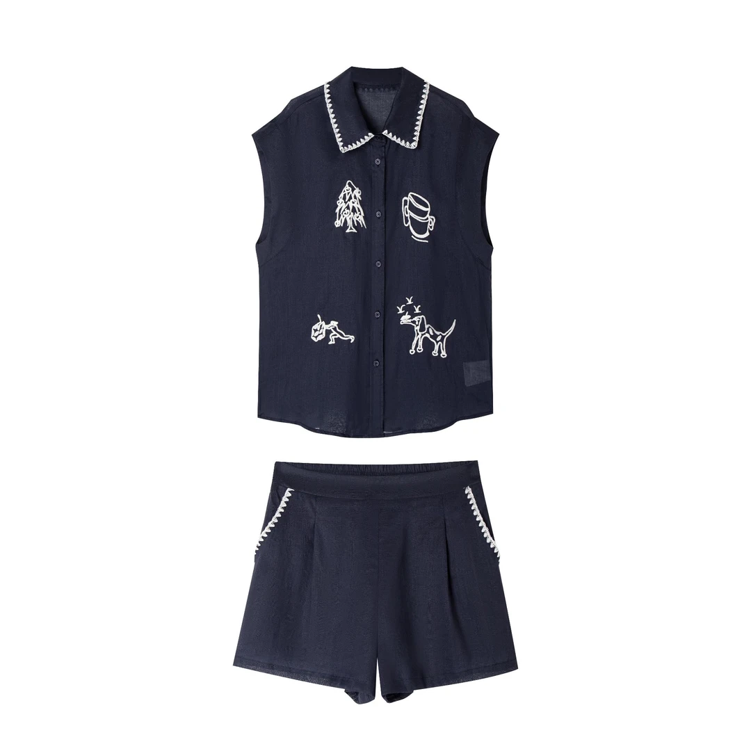 【青岚素影】夏季时尚百搭休闲设计师套装