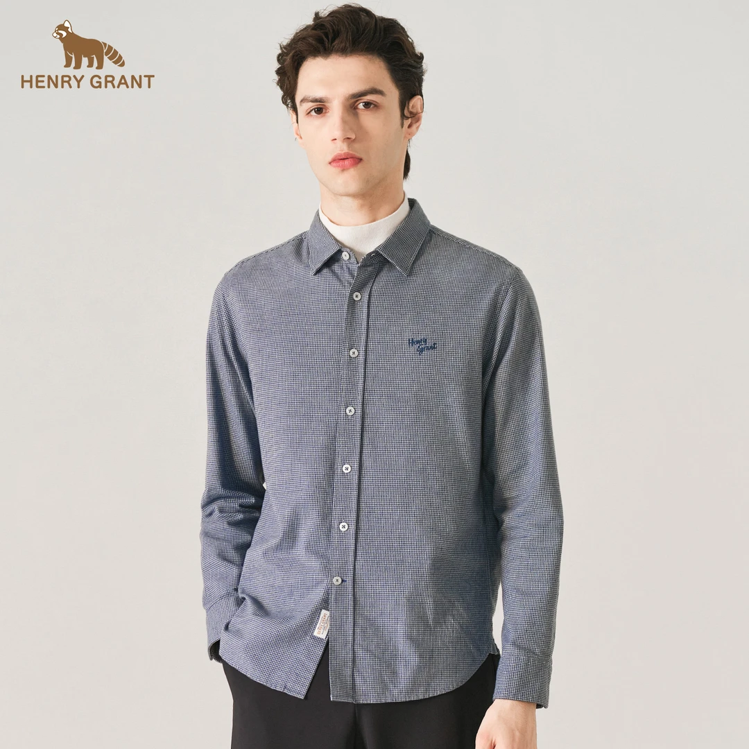 亨利格兰 秋季外套休闲薄麻衬衫长袖商务男时尚秋季商务休闲