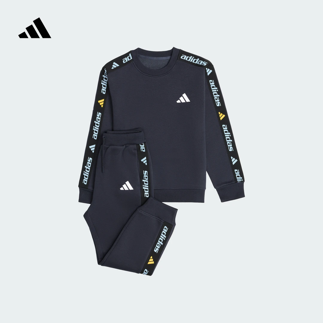 adidas阿迪达斯官方男女小童双旦礼遇秋冬加绒长袖圆领套装KR8301
